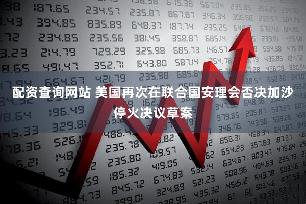 配资查询网站 美国再次在联合国安理会否决加沙停火决议草案